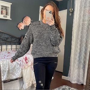 2. Black and white large chunky knit sweater